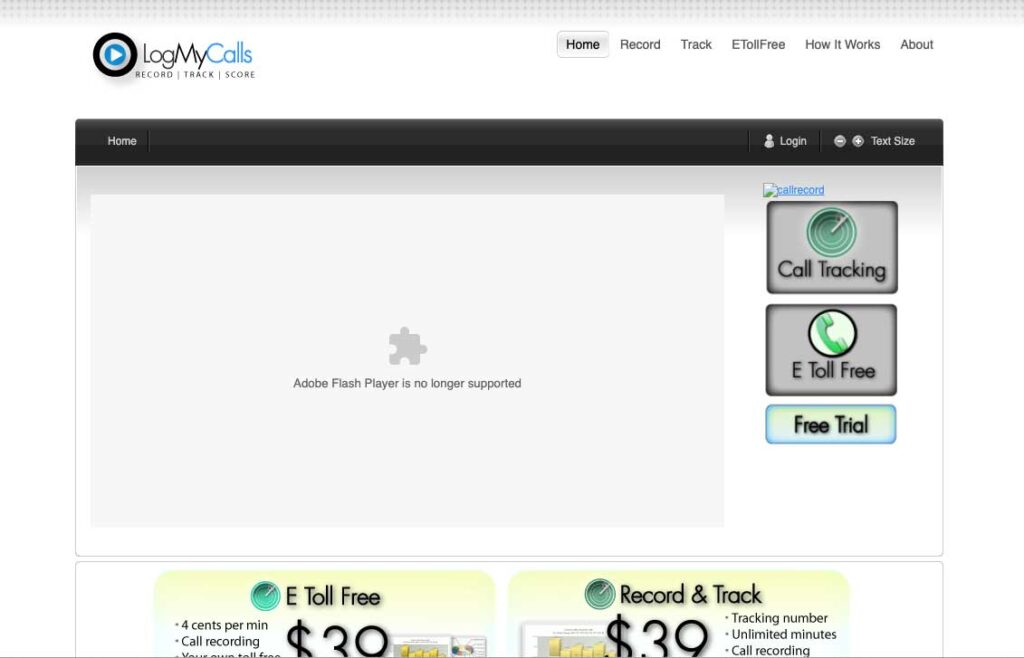 LogMyCalls (Now Convirsa) old website design before new logo branding
